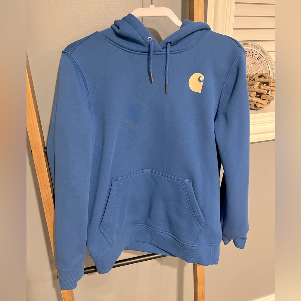 Carhartt | Medium Royal Blue hoodie | fleece | white logo